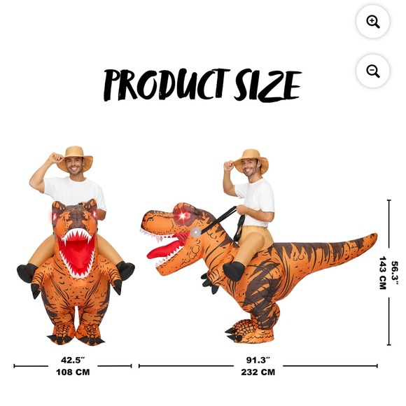 Two Inflatable Ride-On T-Rex Costumes (1 Adult, 1 Child) - Picture 6 of 9